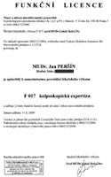 Funkn licence k provdn lkaskho vkonu Kolposkopick expertza